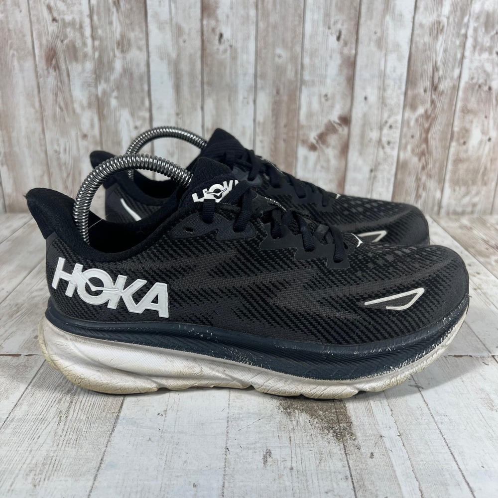 Hoka Clifton 9 Womens Running Shoes Black White 1127896 Sneakers